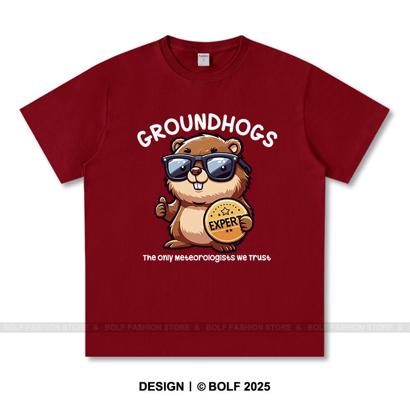 Women's Groundhogs Printed T-Shirt 100% Cotton Oversized Animal Graphic Tees for Men Summer Tops Nature Streetwear