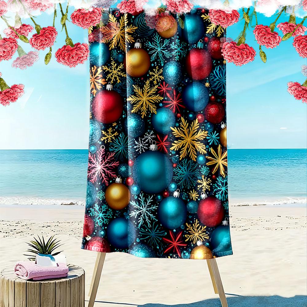 Vibrant winter festive bursts Print beach towel, quick drying, suitable for travel, outdoor sports, jogging, the beach and swimming, gift