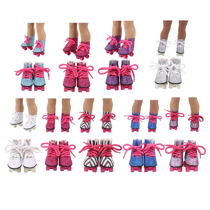 Кукольные роликовые коньки, блестящие туфли, коньки для 18-дюймовой куклы, аксессуары для самостоятельного изготовления, игрушки
