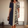 Женская мода изящный леопардовый принт принт лето весна короткий рукав О-образный вырез повседневные платья