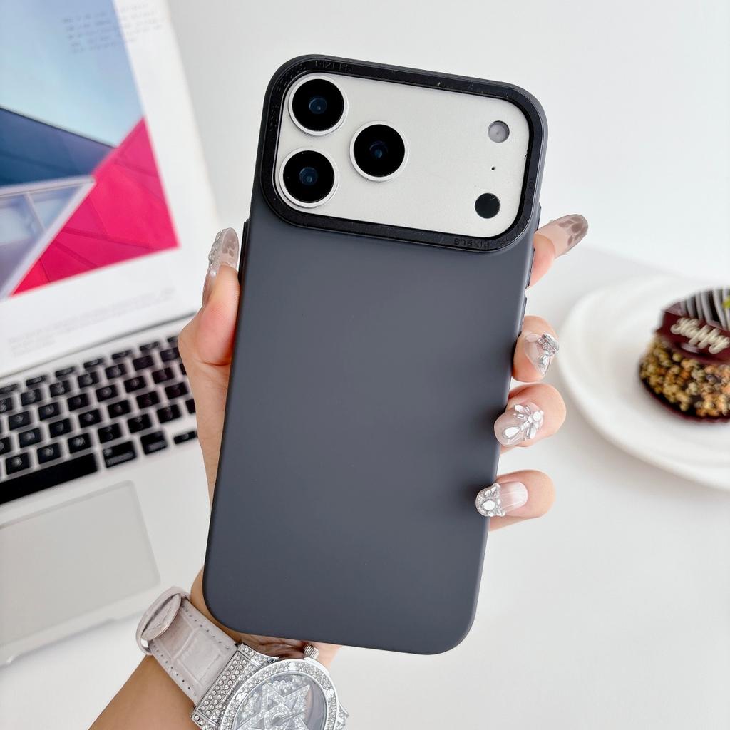 Матовый PC Чехол для телефона однотонный с металлическим бампером Для iPhone 17 Air 16 15 14 13 12 11 Plus Pro Max Нескользящий