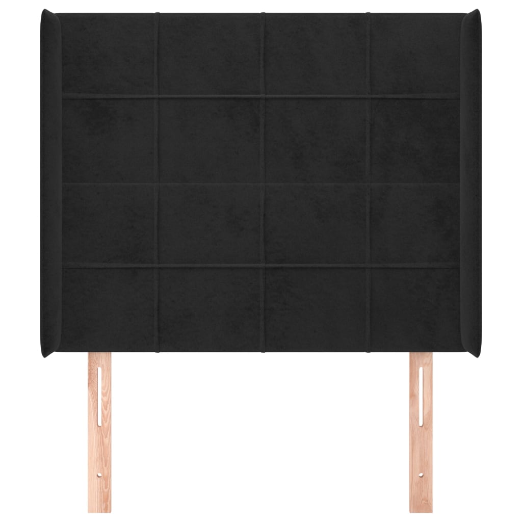 Headboard with Ears Black 93x16x118 128 cm Velvet