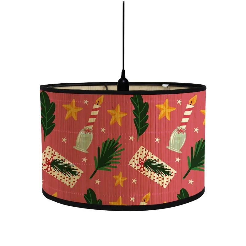 Рождественский складной абажур в этническом стиле с принтом, винтажная геометрия, поделки, световой чехол, красочный домашний декор, абажуры из бамбука