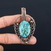 Copper Turquoise Gemstone Handmade Jewelry Pure Copper Wire Wrapped Pendant