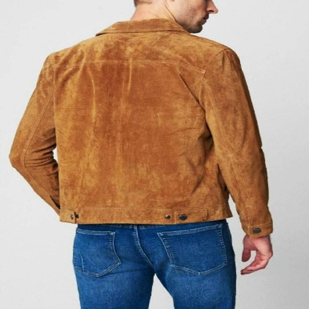 Мужская куртка из кожи ягненка цвета замши | замшевая рубашка в джинсовом стиле | Ковбойская замшевая куртка с нагрудным карманом | Знаменитая замшевая рубашка