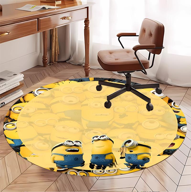 Minions Pattern Round Rug, Indoor/Outdoor Mat, for Picnic, Gameroom, Bedroom, Office, Living Room, Home Decor Carpet, Birthday Gift