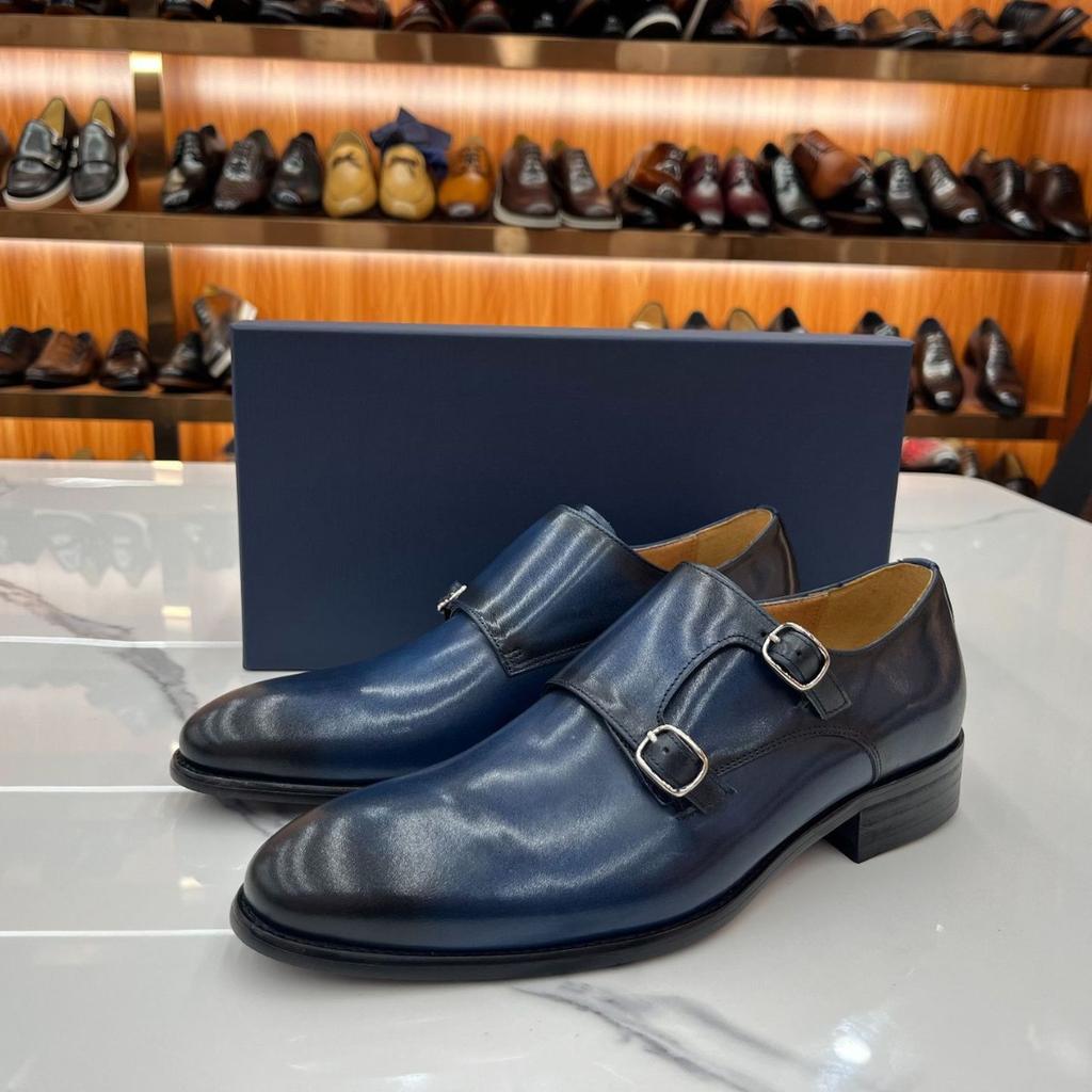 Men'S Buckle Cowhide Leather Business Large Size Leather Shoes Formal Office Leather Shoes British Style Fashion Foot Shoes