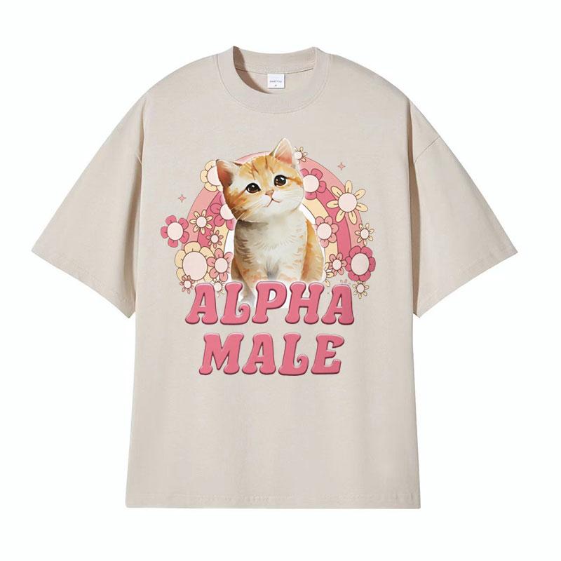 Alpha Male Cute Kitten Rainbow T Shirt Men Women Funny Cat Meme Graphic T Shirts Fashion Vintage Short Sleeve Tshirt Streetwear