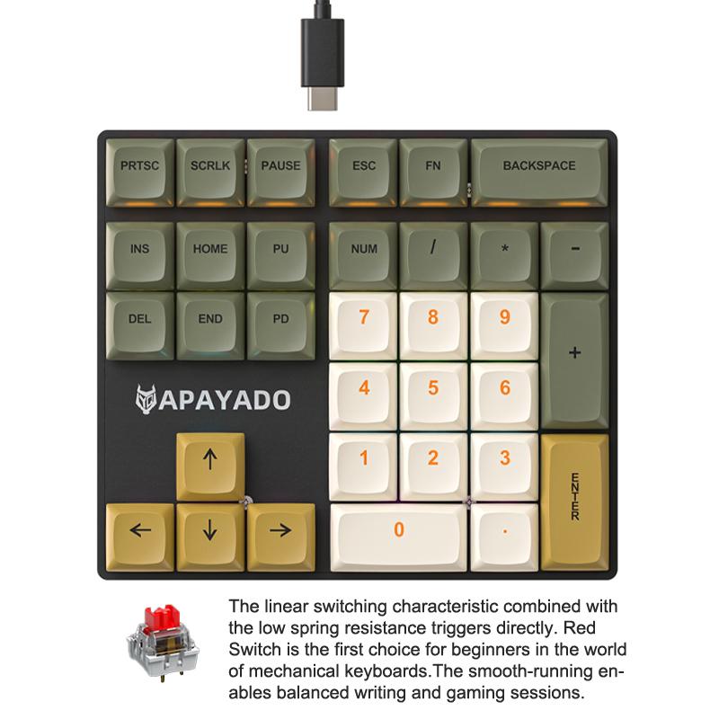 Wired Mechanical 33-Key Numeric Keypad With Multi-Color Lights Shaft Laptop Numeric Keyboard Accessories External Keyboard