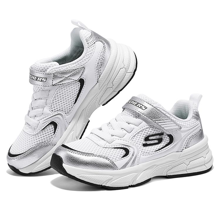 Skechers Девочки Классические Универсальные Удобные Стильные Низкие Повседневные Кроссовки Детские Кроссовки Белые 303692L-WSL