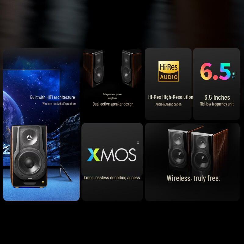 Edifier Беспроводные Hi-Fi активные полочные колонки S3000MKII, китайская вилка (адаптер в комплекте)