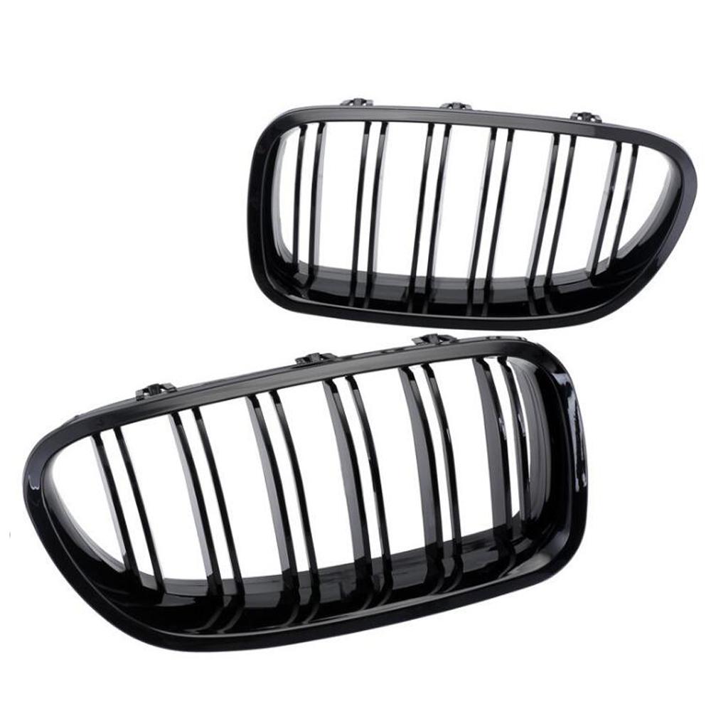 Carbon Fiber For BMW F10 5 Series 520i 523i 525i 530i 535i 2010-2016 Glossy Black Dual Slat M5 Style Front Kidney Grille Grill