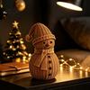 Pastel Christmas Decorations Snowman Ornament for Tabletop Decor, Retro Resin Figurine Holiday Store Window Display with Knitted Texture Winter