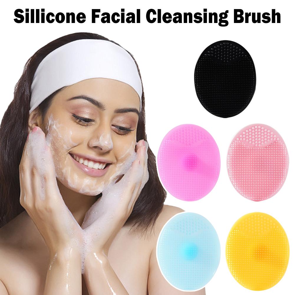 Facial Silicone Cleansing Brush Oval Shape Lightweight Exfoliator Face Scrub Massager Wash Cleaning Brush Beauty Tool Soft H4R7