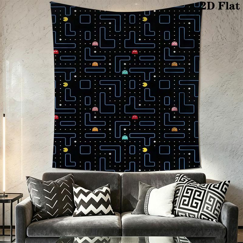 Pac-Man Wall Hanging Printed Fabric Blanket Decorative Tapestries for Bedroom Living Room Home Decor
