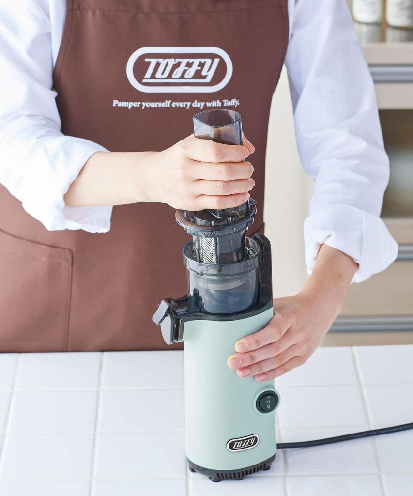 Mini Slow Juicer Small Compact Fruit Vegetable Vitamin Health Habits Keep Freshness Fresh Juice Retro [Toffy] K-BD4 (Pale Aqua) K-BD4-PA