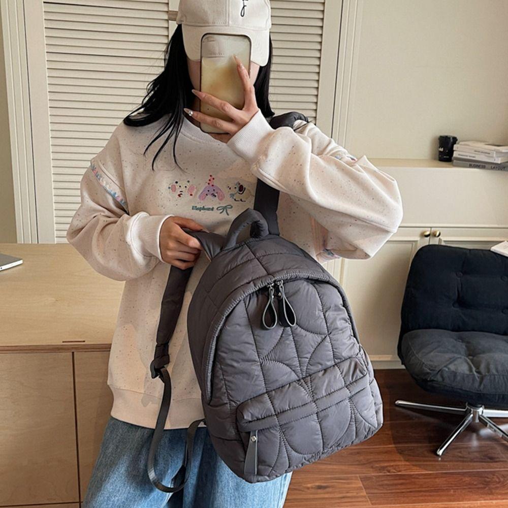 Nylon Padded Coat Backpack Cloud Student Schoolbag Elegant Space Cotton Shoulder Bag Teenagers