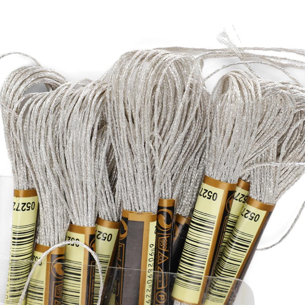 24pcs Polyester Thread Cross Stitch Threads Silver Glossy HandMade Yarn Embroidery Floss  DIY Craft