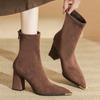 Женские ботинки Роскошные туфли на высоком каблуке Остроносые Массивные туфли Зимние Элегантные туфли-лодочки Ботинки челси Туфли-лодочки Элегантные Вечерние Mujer Botas