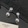 Серьги с серым жемчугом Shijia осень и зима, изысканные маленькие серьги-гвоздики, элегантные серьги-гвоздики с высоким чувством стиля, нишевые украшения для ушей