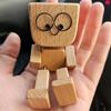 1 Set Shaking Wooden Man Figurine with 12 Expressions Handmade Shaking Feet Wooden Doll Car Dashboard Desktop Decoration