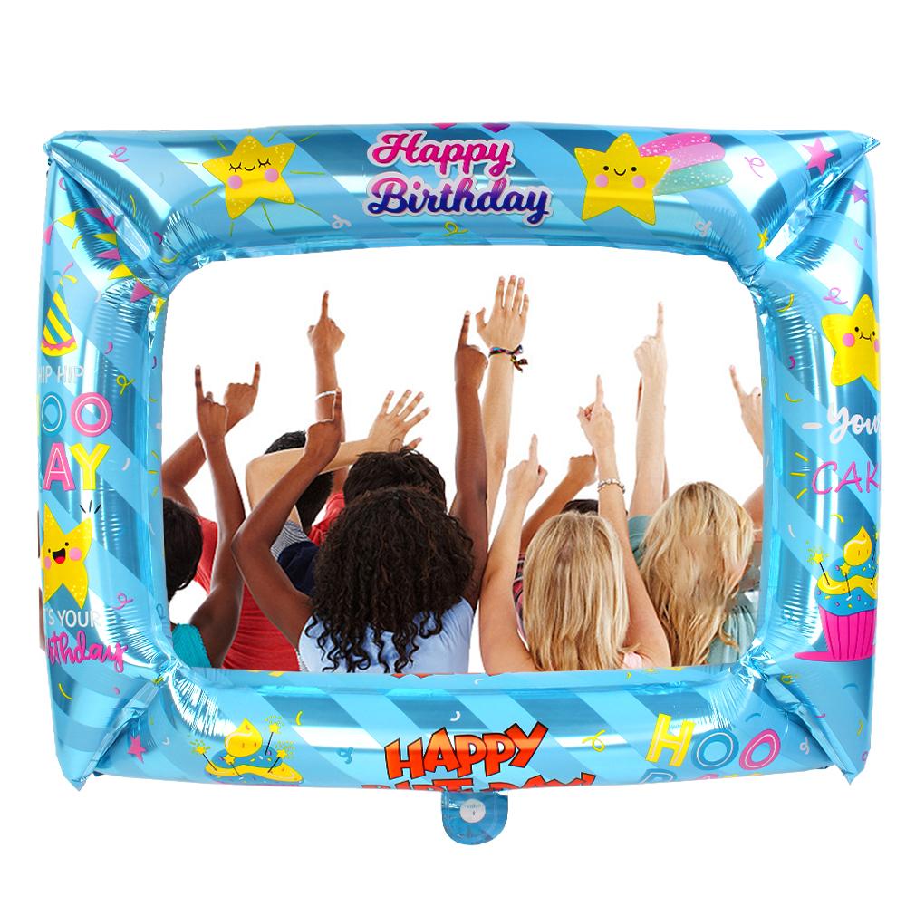 1 шт., фольгированные шары с днем ​​рождения, реквизит для фотосессии, украшения для выпускной вечеринки, воздушный шар, фоторамка, фотобудка на день рождения