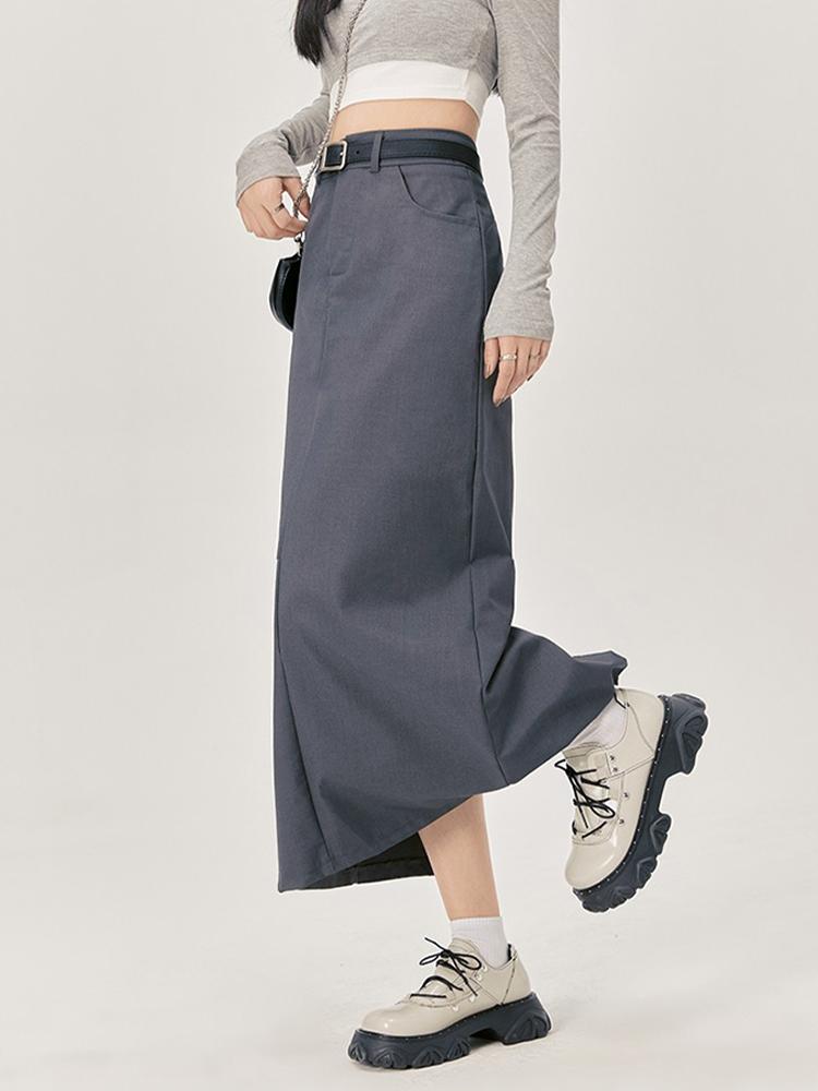 Женский разделенный костюм, юбки-миди, летняя тонкая трапециевидная юбка с высокой талией, женская элегантная повседневная офисная леди, корейский винтажный черный