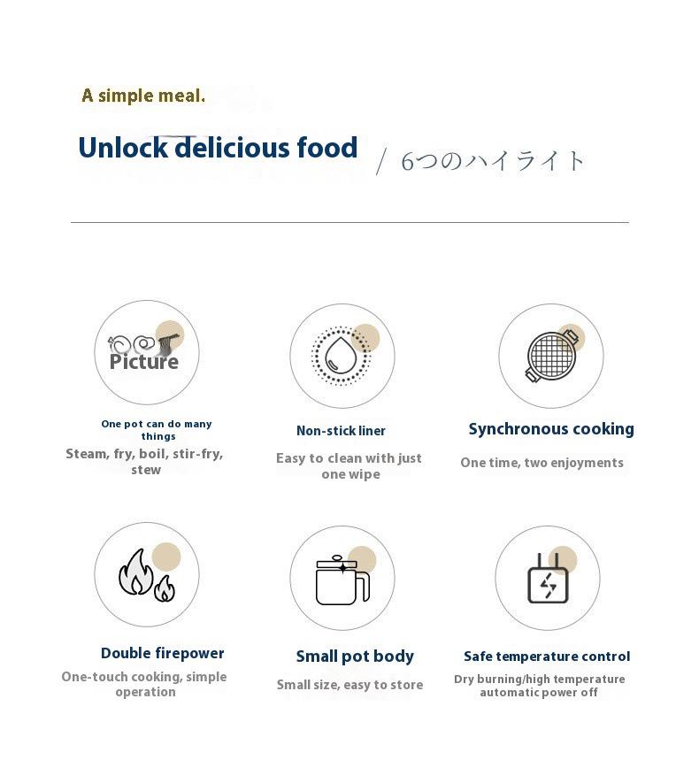 Европейский, британский и американский многофункциональный электрический хот-пот с антипригарным покрытием и мини-сковорода