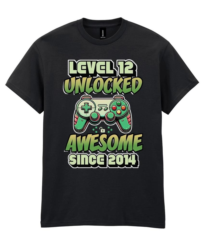 Kids Gaming T-Shirt 12th Birthday Awesome 2014 Level 12 Unlocked Christmas Gamer