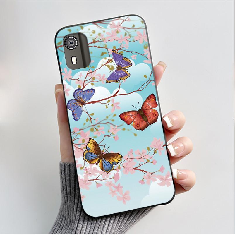 For Nokia C02 C12 C12+ Plus Case Luxury Butterfly Flower Black Soft Silicone TPU Phone Case For NOKIA C12 Pro Back Cover Casing
