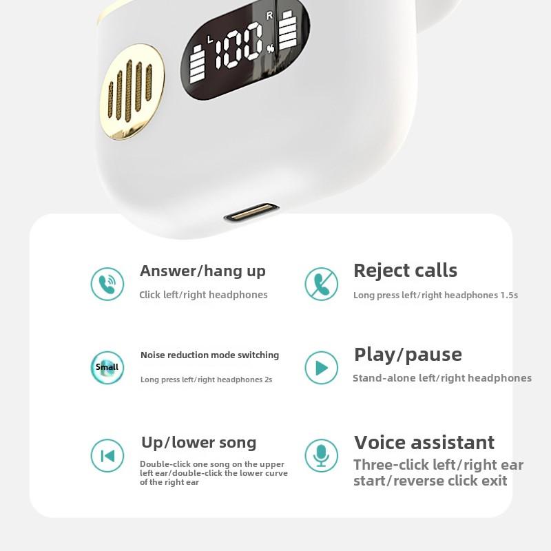 New TWS Wireless Bluetooth Headset Digital Display ENC Call Noise Cancelling Mobile Phone High Sound Quality Mini Running Sport