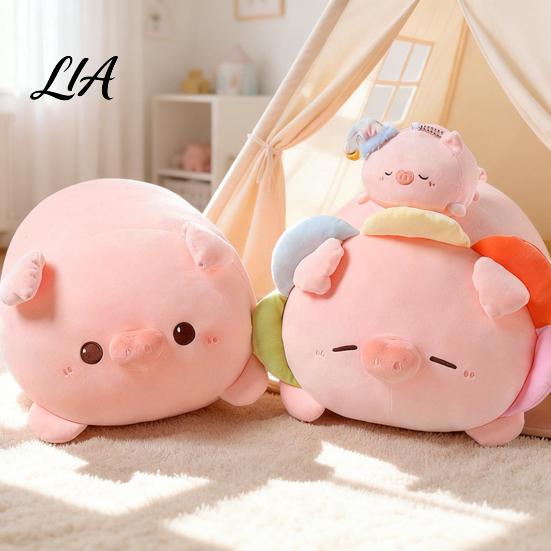 Soft Huggable Animal Doll Cute Pig Plush Pillow, Stuffed Animal, Short Velvet Plushie Pillow Doll, Small Bag Charm & Large Throw Birthday Gift