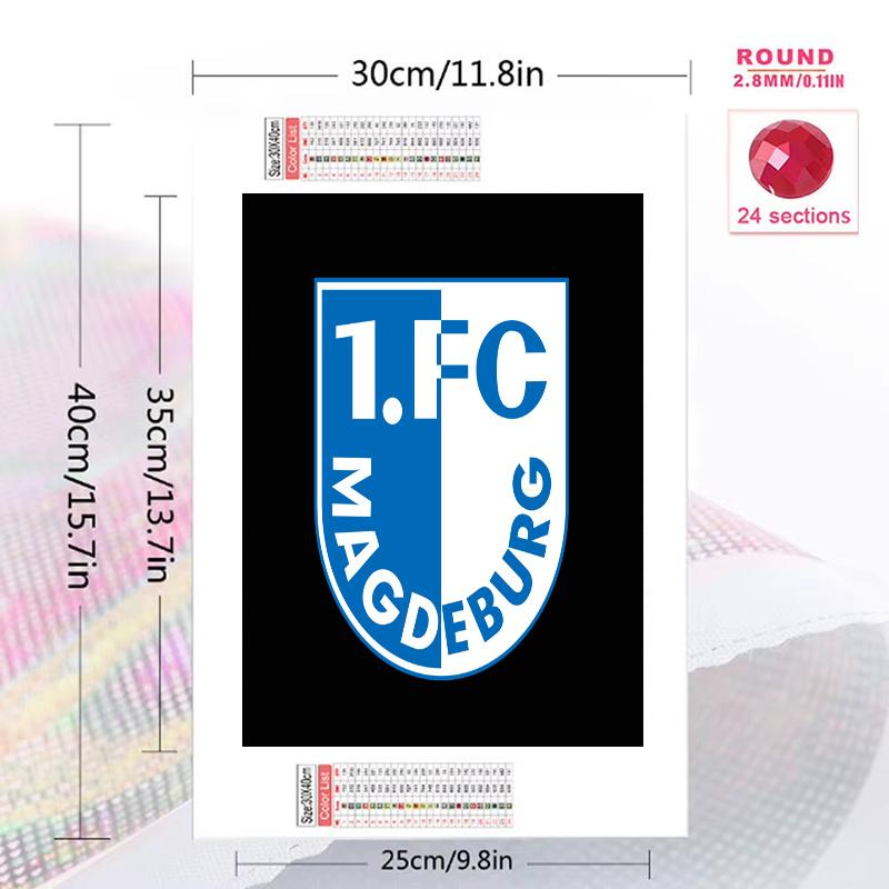 1.FC Magdeburg Pattern 3pcs 100% Round Full Drill 5D DIY Diamond Painting Embroidery Cross Stitch Rhinestone Décor