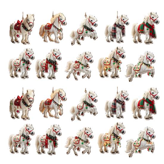 Рождественские лошадиные украшения 2D акриловые винтажные лошади рождественская елка подвесное украшение западная тема животные украшения для рождественской елки домашний декор