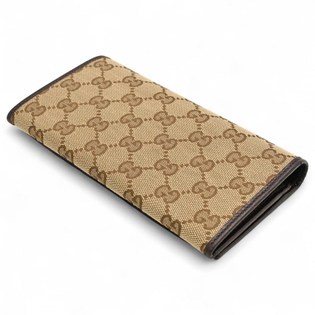 Auth GUCCI GG Canvas Long Wallet Bifold Brown gu8820nf Used