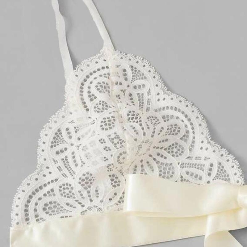 Женское нижнее белье однотонное регулируемое раздельное кружевное с бантиком сексуальный топ + трусики