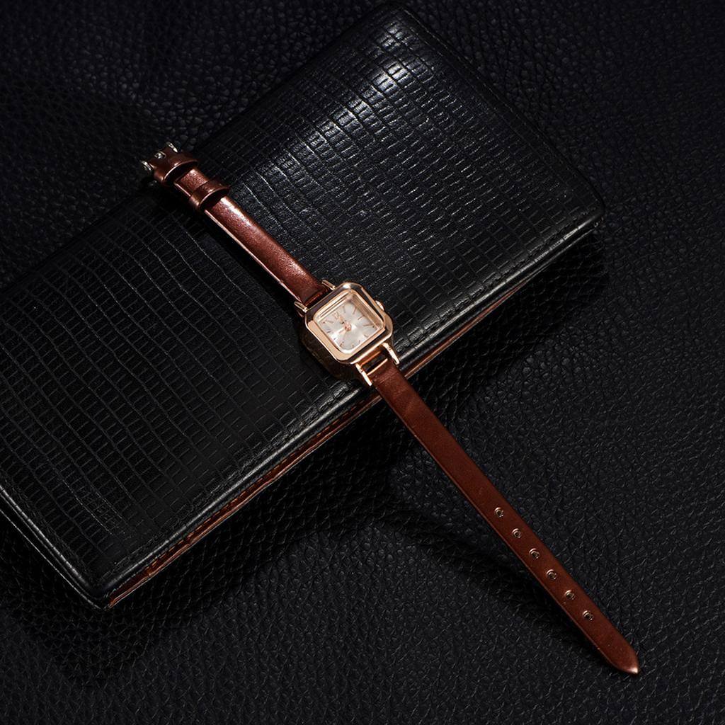 Модные женские кварцевые наручные часы с аналоговым ремешком из искусственной кожи (коричневый)