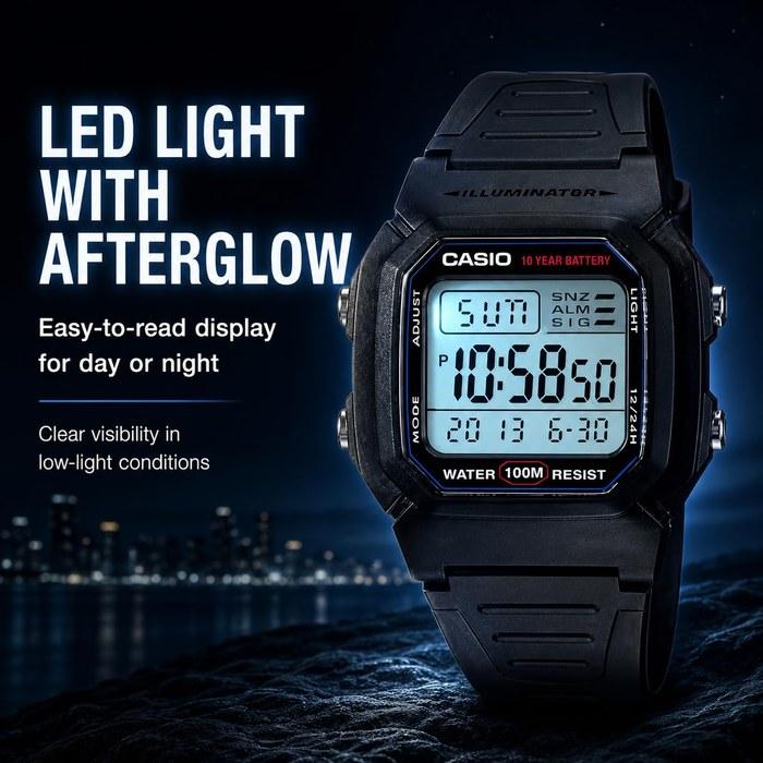 Стандартные цифровые часы Casio W800H-1A (черный)