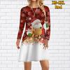 Women Casual Dress Cartoon Santa Claus Print Dresses For Women O-neck Short Sleeve Dress Plus Size