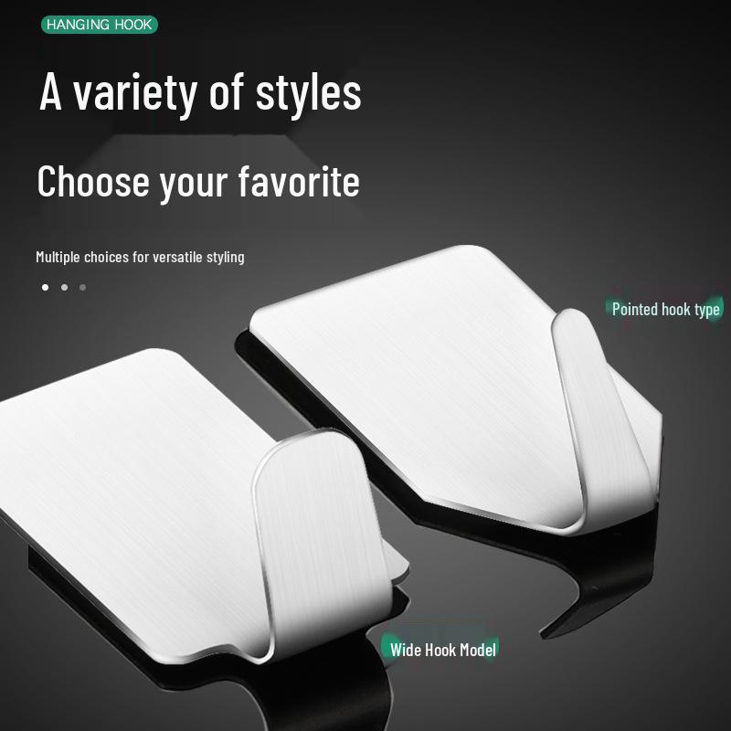 Stainless Steel Adhesive Wall Hook for Clothes, Coats, and Hats - No-Punch Installation, Ideal for Kitchen and Bathroom.