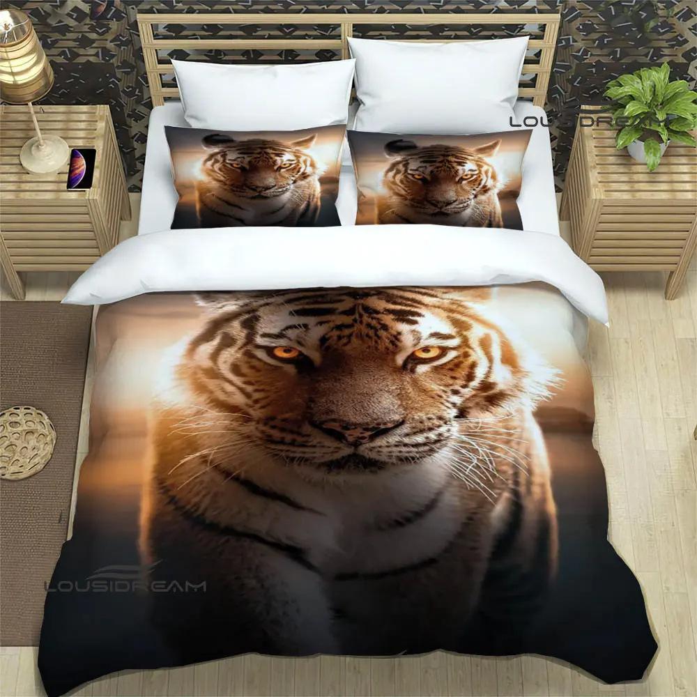 Комплект постельного белья с 3D-цифровой печатью «Тигр», пододеяльник, наволочка, набор «Делюкс», модный дизайн, комплект из трех предметов