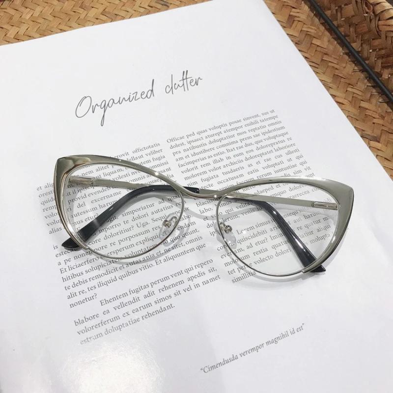 New Trend Anti Blue Light Myopia Glasses Retro Women's Fashion Metal Cat Eye Minus Sight Glasses HD Ultralight Diopter Eyewear