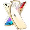 Case for iPhone 15 Plus, Transparent Silicone Protection with Gold Outline + 2 Tempered Glasses