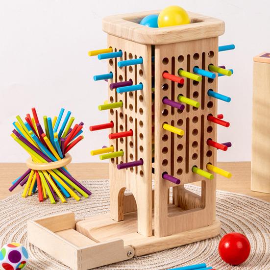 1 Набор Деревянная Башня из Палочек Игра в Кости с Аксессуарами Мелкая Моторика Красочные Палочки Счет Математика Обучающая Настольная Игра Малыши Мальчики Девочки Подарок