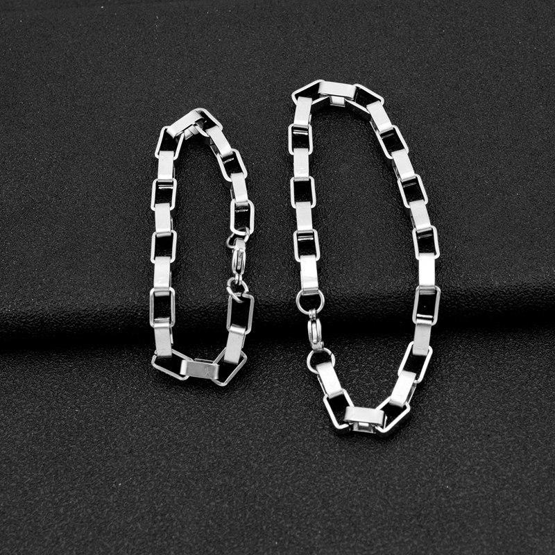 Персонализированный браслет из титановой стали для мальчиков: Стильная, прочная коробочная цепочка - модный унисекс-дизайн, который не тускнеет