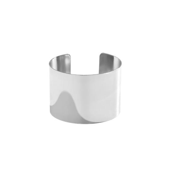 Женский браслет в винтажном стиле в стиле панк в стиле бохо, гладкий металлический браслет из нержавеющей стали с регулируемым отверстием, широкий браслет-манжета, ювелирные изделия на запястье