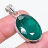 Natural Emerald(Simulated) 925 Sterling Silver Jewelry Pendant 1.69" C3B18