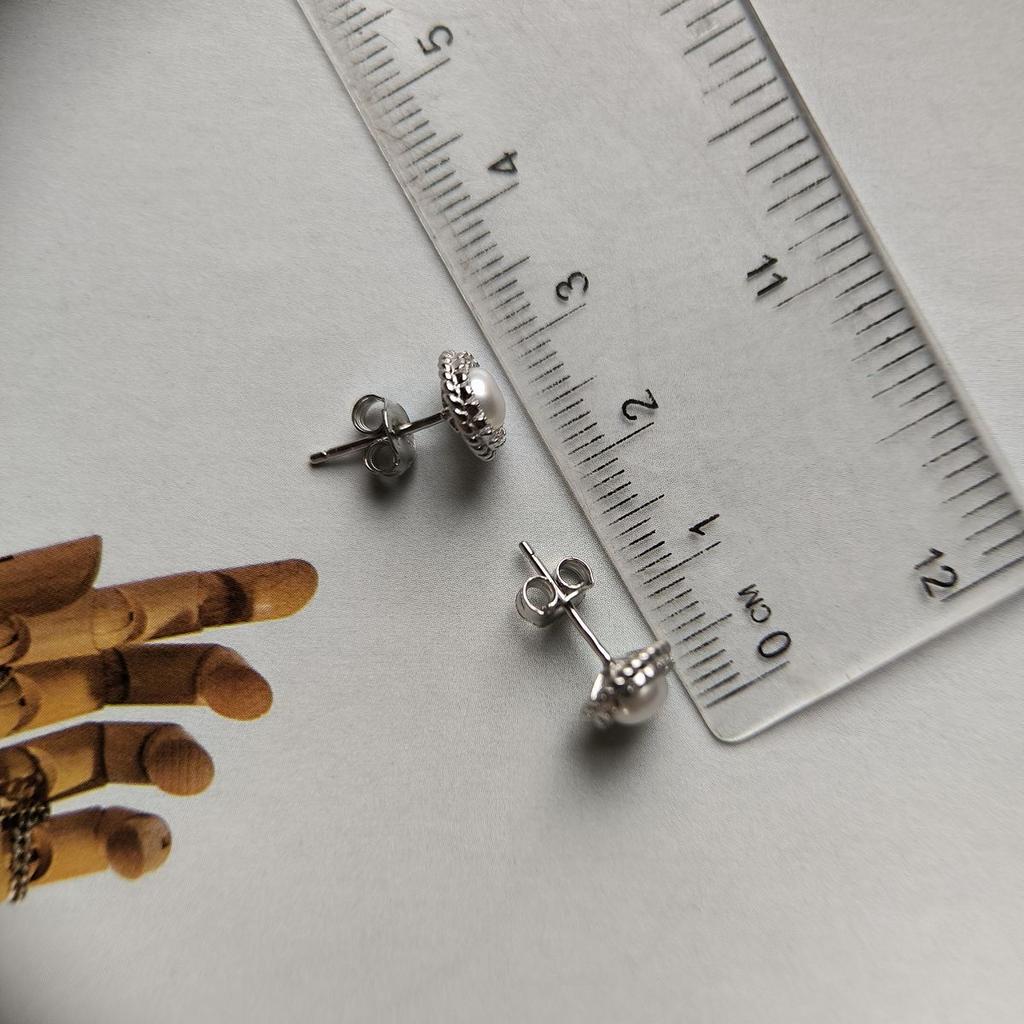 Серебряные серьги с натуральным жемчугом, фианитами (2184300)