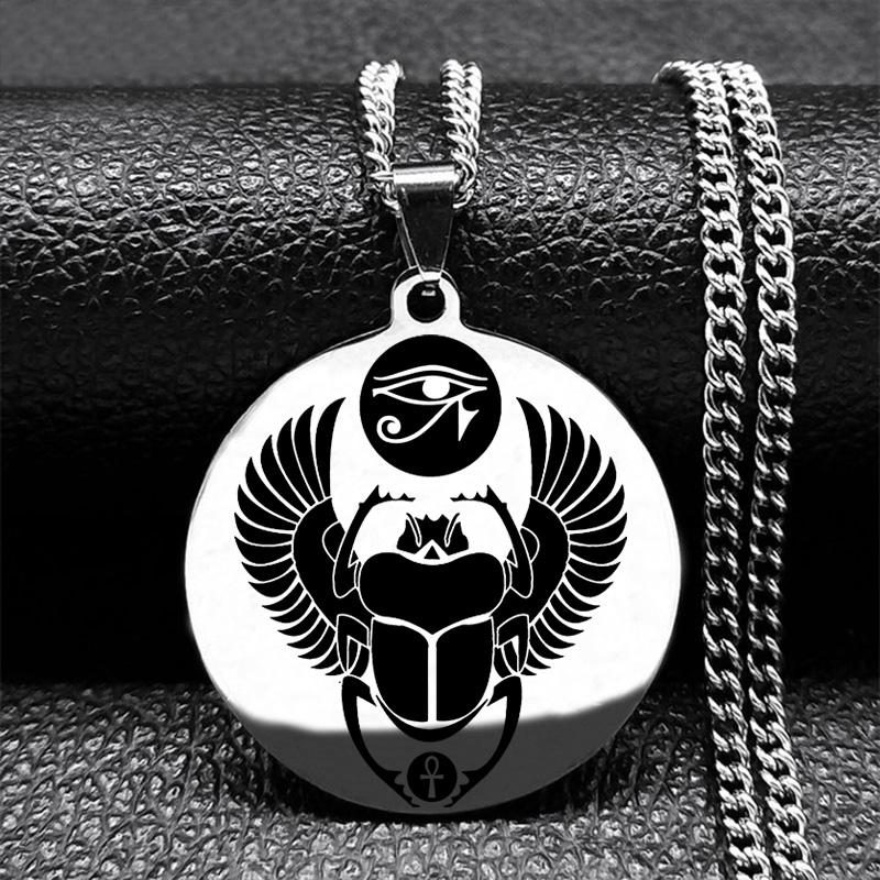 Египетский скарабей, глаз Ра, символ Гора, ожерелья из нержавеющей стали, золотого цвета, ожерелье Ankh Key Of Life, ювелирные изделия