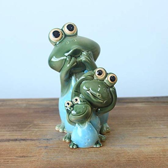 Керамическая фигурка лягушки, набор из 3 штук Высота 10 см [TASINO] 15,5 см, см, 6,5